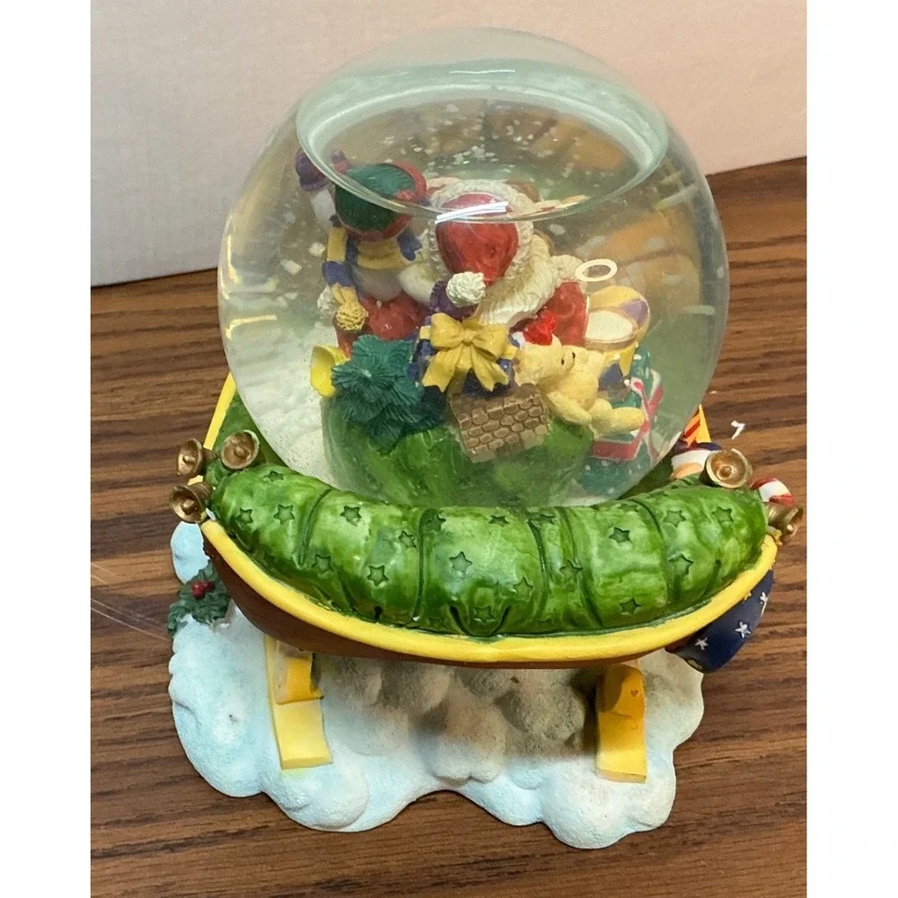 The Trimmerry Vintage Santa Sleigh Water Globe Hand Painted Christmas Decor